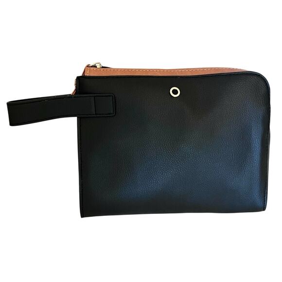 Bvlgari Bulgari Emirates First Class Travel Dopp Bag Pebbled Black & Tan New - Picture 1 of 7